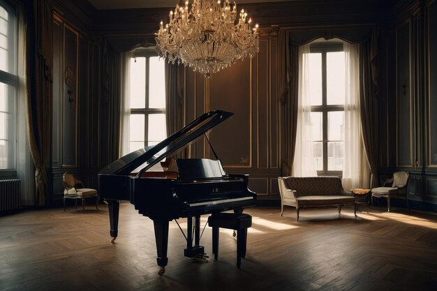 Фото Классический фортепиано в элегантной комнате