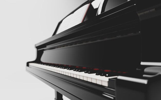 Classic grand piano keyboard closeup