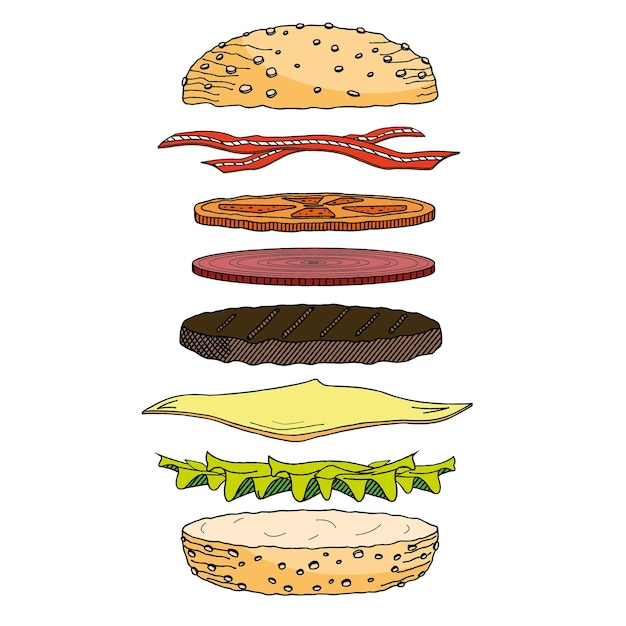 Foto illustrazione classica dell'hamburger
