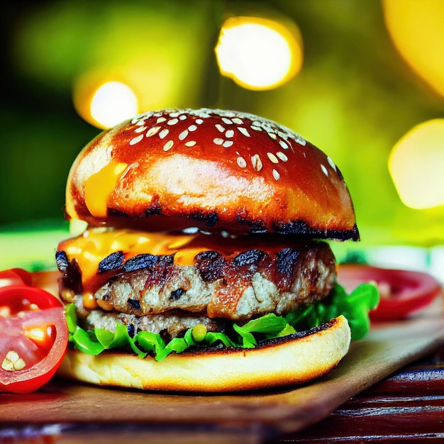 Foto pasto classico del fast food dell'hamburger fatto in casa