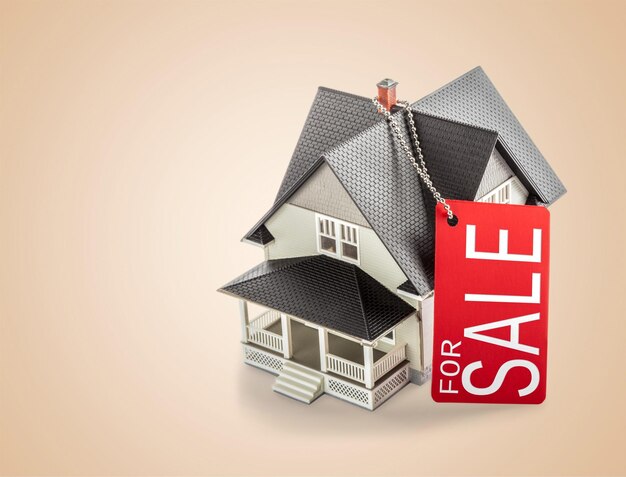 Classic house model on sale on light background