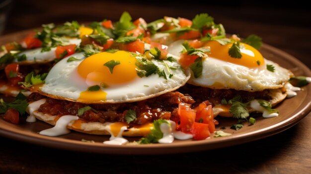 Классическое блюдо Huevos Rancheros с мексиканским вкусом