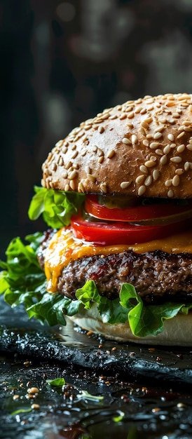 Foto burger americano ispirato all'indulgenza classica antropica