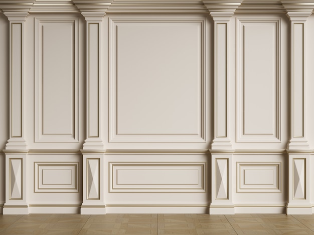 Classic interior wall with moldings