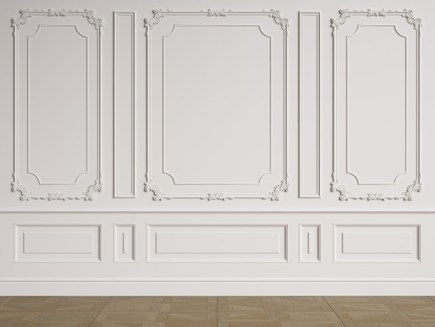 Classic interior wall with mouldings