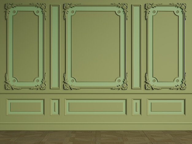 Classic interior wall with mouldings