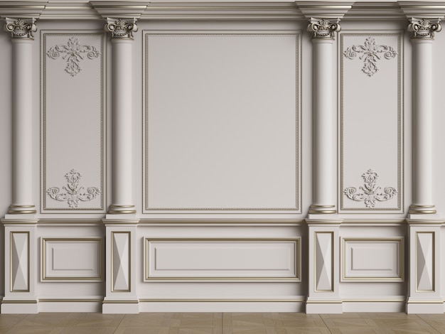 Photo classic interior wall with mouldings