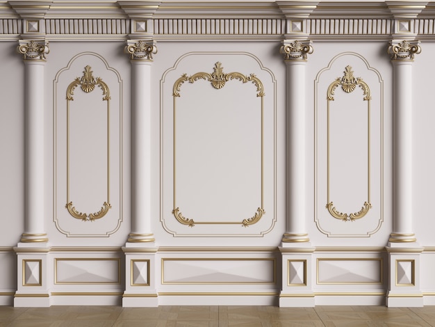 Photo classic interior wall with mouldings