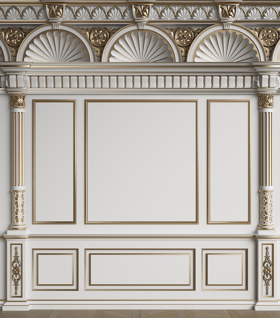 Photo classic interior wall with mouldings