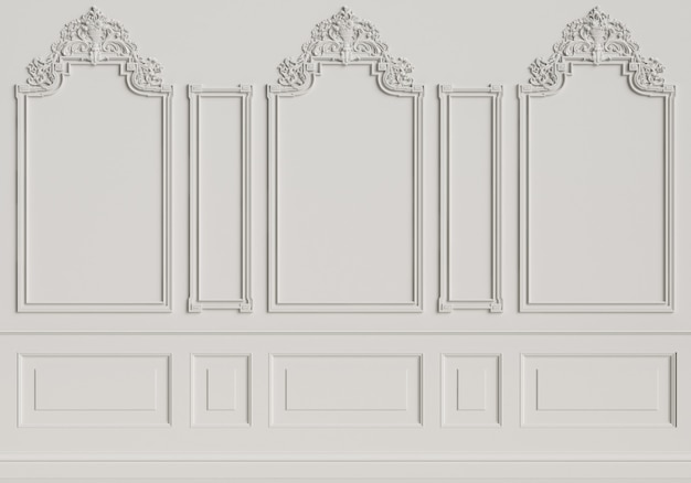 Classic interior wall with mouldings