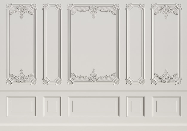 Classic interior wall with mouldings