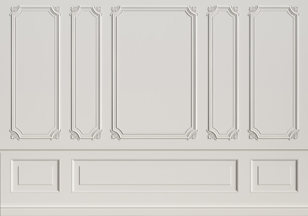 Classic interior wall with mouldings