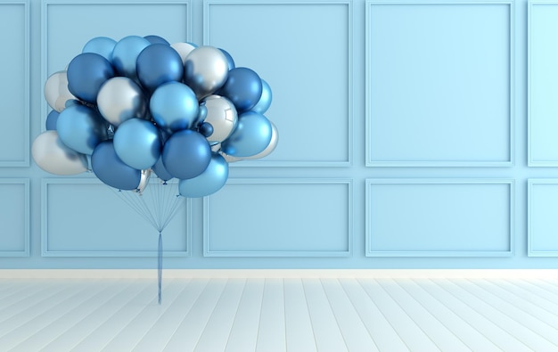 Classic interior walls with bunch of balloons