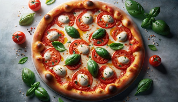 Photo classic italian margherita pizza with a thin crust topped with tomato sauce fresh mozzarella basil