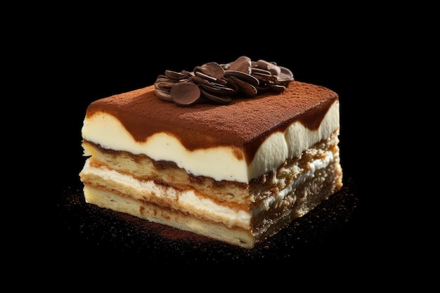 Classic Italian tiramisu cake isolated