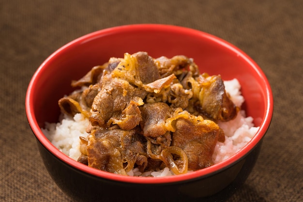 Classic japanese fast food fatty beef rice