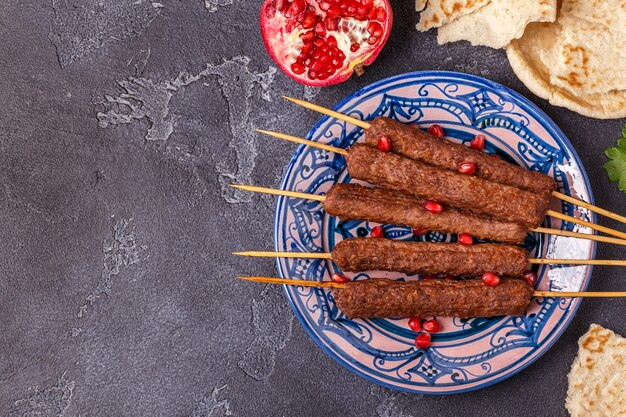 Classic kebabs on the plate