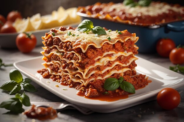 Classic lasagna with bolognese sauce