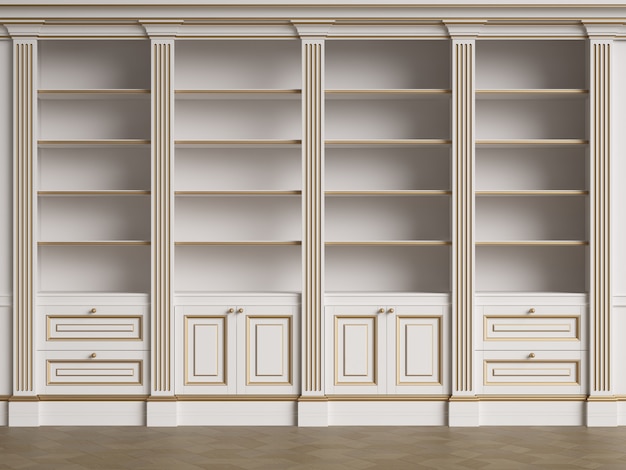 Classic library cabinet 3d rendering