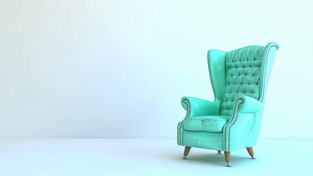 Classic Light Blue Armchair Against Plain Background