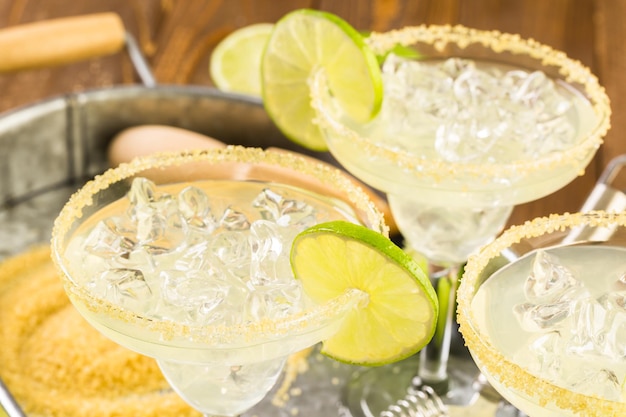 Classic lime margaritas on the rocks.