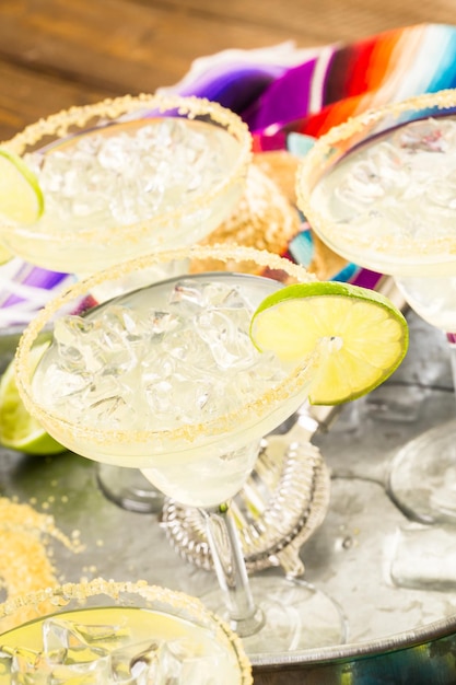 Classic lime margaritas on the rocks.