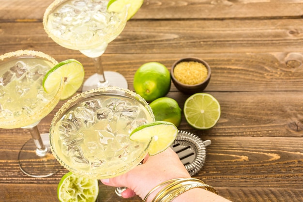 Classic lime margaritas on the rocks.