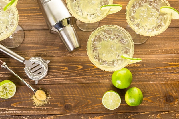 Classic lime margaritas on the rocks.