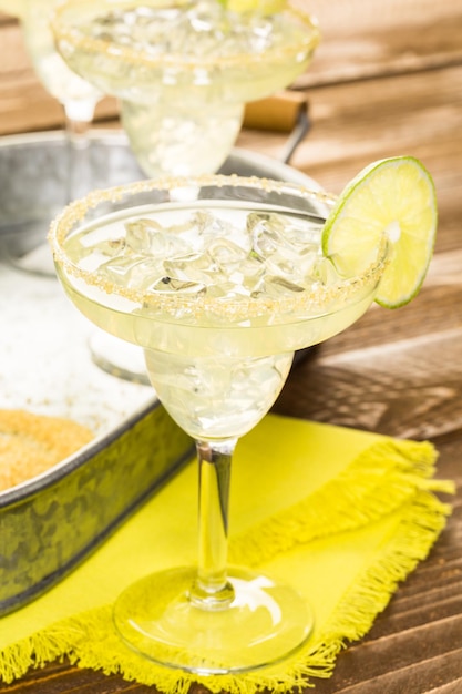 Classic lime margaritas on the rocks.