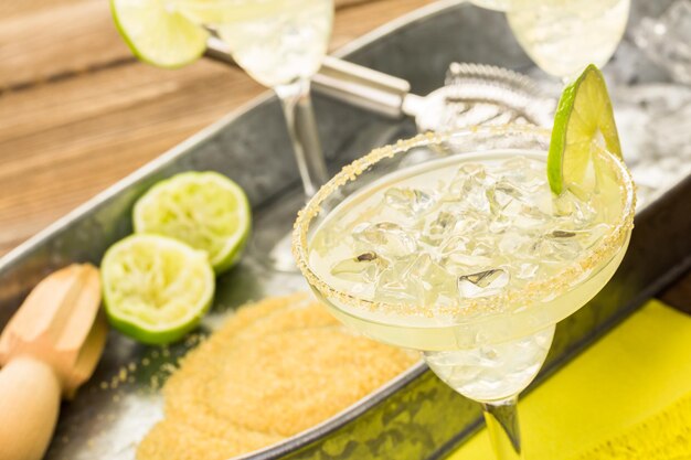 Classic lime margaritas on the rocks.