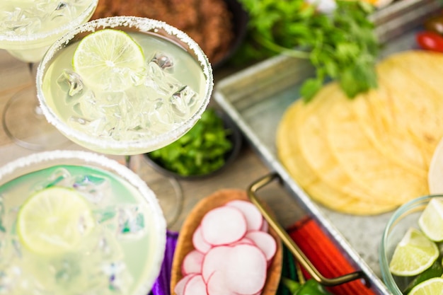 Classic lime original margarita with ice.