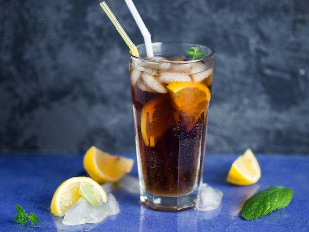 Classic long island iced tea, cocktails with strong drinks .