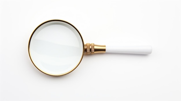 Photo classic magnifying glass on white background