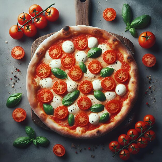 Photo a classic margherita pizza with fresh tomatoes mozzarella and basil