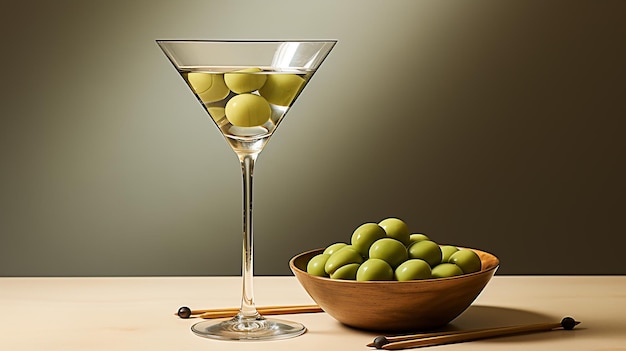 Classic Martini Glass with an Olive Skewered