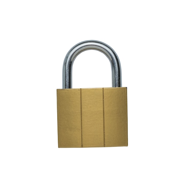 Classic metal padlock isolated. The concept of protection and security.