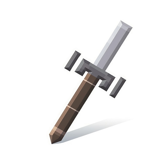 The Classic Minecraft Sword Iconic Symbol on a Clean White Backdrop