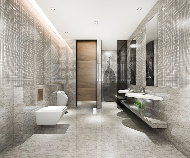 classic modern bathroom with luxury tile decor