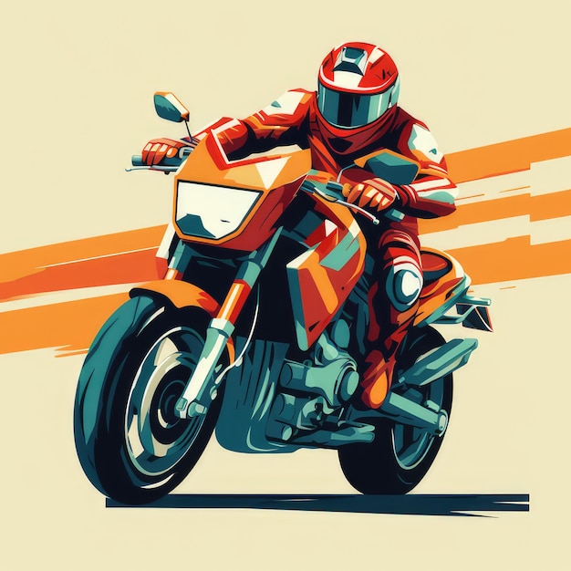 Classic motorbike rider cartoon AI generated Image