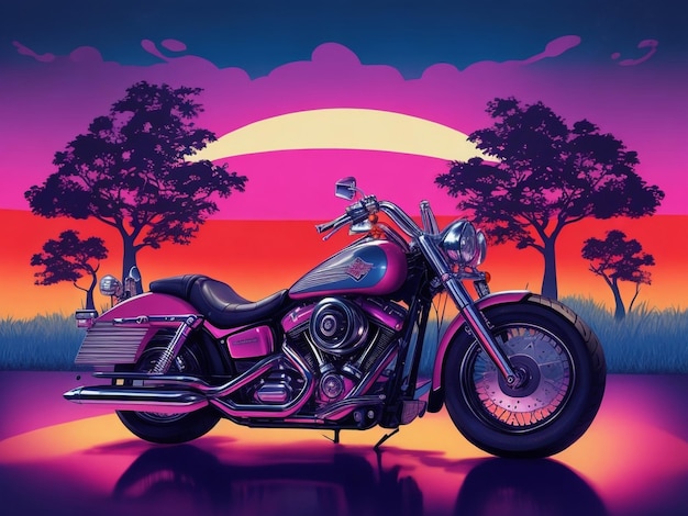 Classic motorcycle on the beach vector art