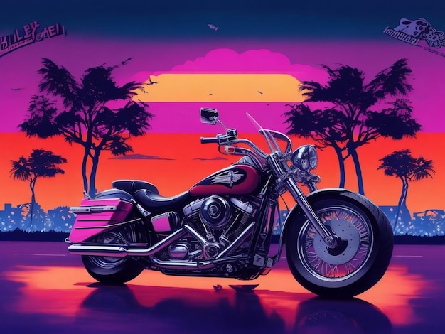 Classic motorcycle on the beach vector art
