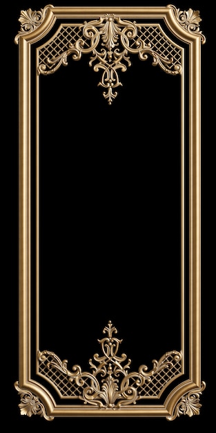 Classic moulding frame with ornament decor for classic interior isolated on black background