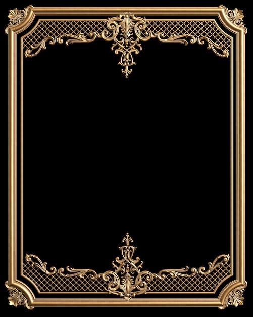 Фото Классическая литьевая рамка с орнаментом для декора классического интерьера на черном фоне