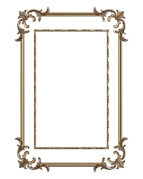 Classic moulding frame with ornament decor isolated on white background