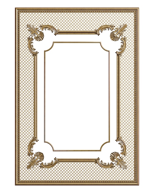 Classic moulding frame with ornament decor isolated on white background