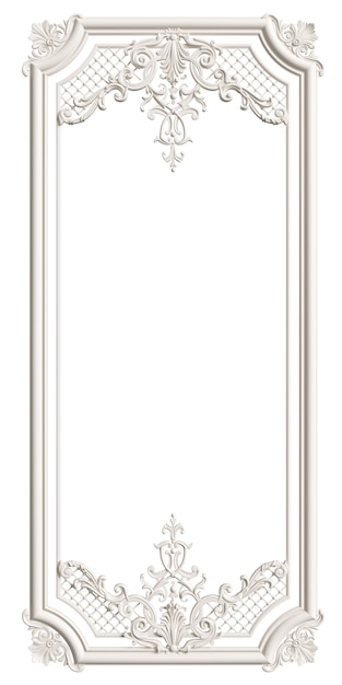 写真 分離された古典的なインテリアの飾り装飾が施された古典的な成形ホワイトフレーム