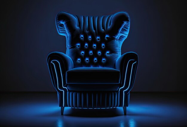 classic neon armchair in a dark room modern fittings with lighting