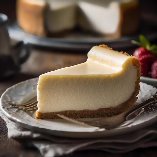 Classic New York Cheesecake A rich and creamy vanillaflavored cheesecake on a graham cracker crust