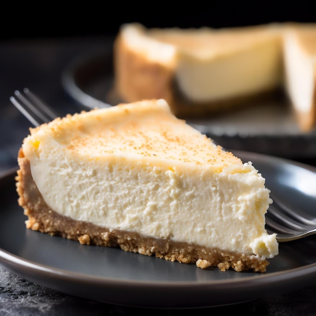 Classic New York Cheesecake A rich and creamy vanillaflavored cheesecake on a graham cracker crust