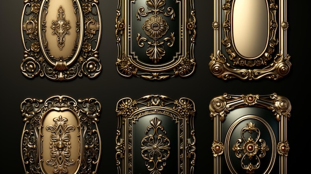 Classic ornamental decorative frames set of eight.